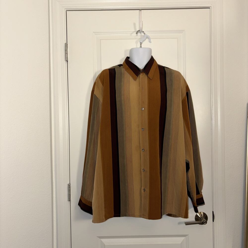 Vintage 70s Striped Shirt Mens XL Monzini Button Up Long Sleeve USA